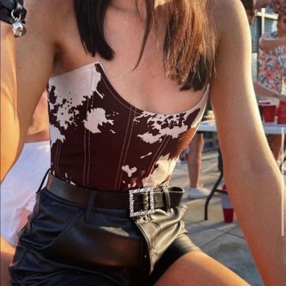 Miaou Leia Corset in Cow Print  size XS NWT$295 - Picture 1 of 3